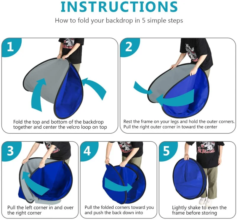 Neewer 150x200cm Blue & Grey Folding Collapsible Backdrop - Image 3
