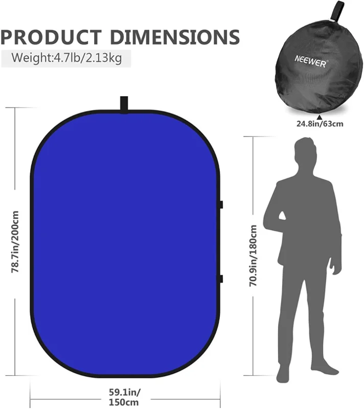 Neewer 150x200cm Blue & Grey Folding Collapsible Backdrop - Image 4