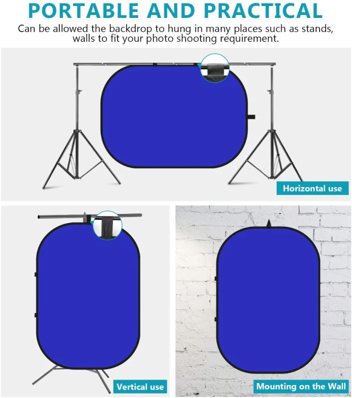 Neewer 150x200cm Blue & Grey Folding Collapsible Backdrop - Image 5