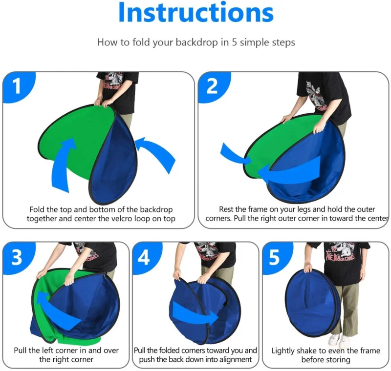 Neewer 150x200cm Green & Blue Folding Collapsible Backdrop - Image 3