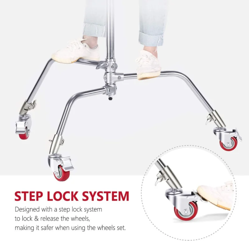 Neewer 3-Pack 75mm Diameter Swivel Caster Wheels for C-Stands - Image 6