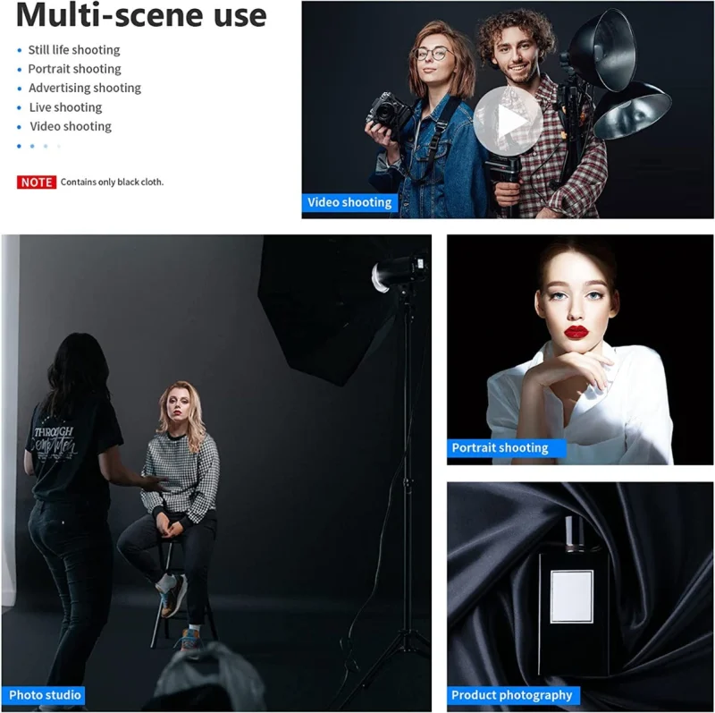 Neewer 3x3.6m Black Polyester Fabric Backdrop - Image 7