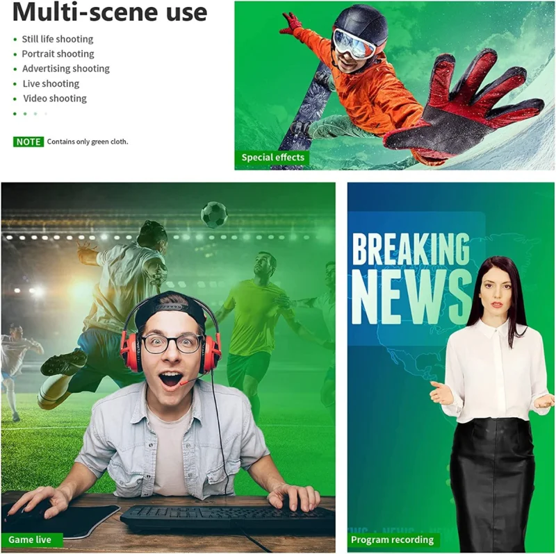 Neewer 3x3.6m Chroma-Key Green Polyester Fabric Backdrop - Image 4