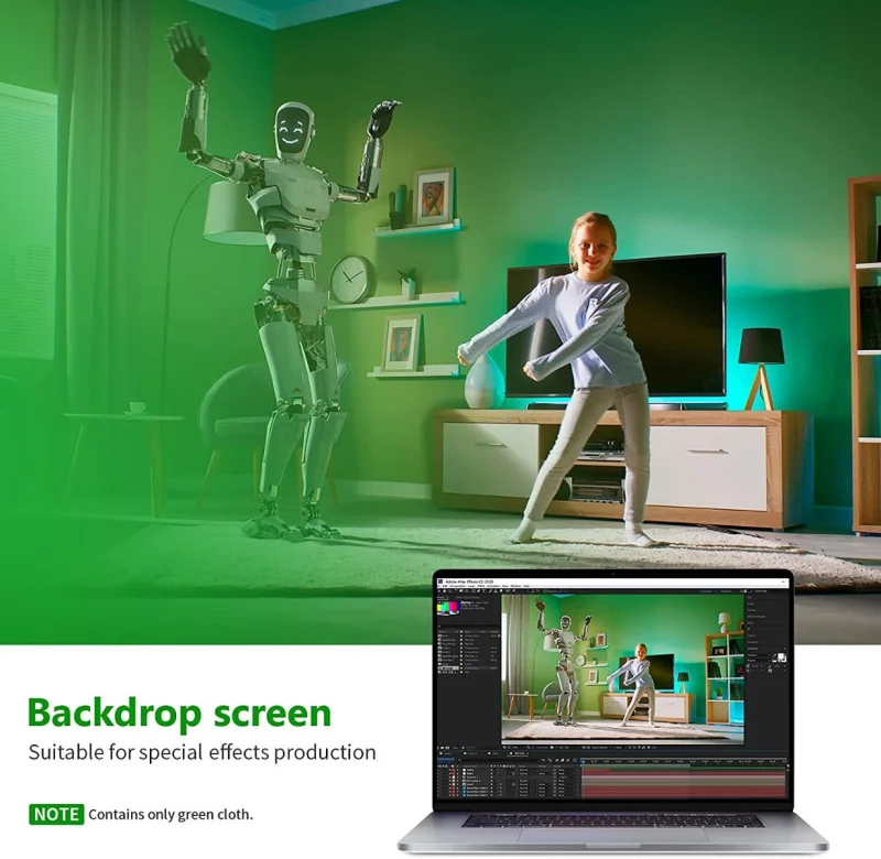 Neewer 3x3.6m Chroma-Key Green Polyester Fabric Backdrop - Image 5