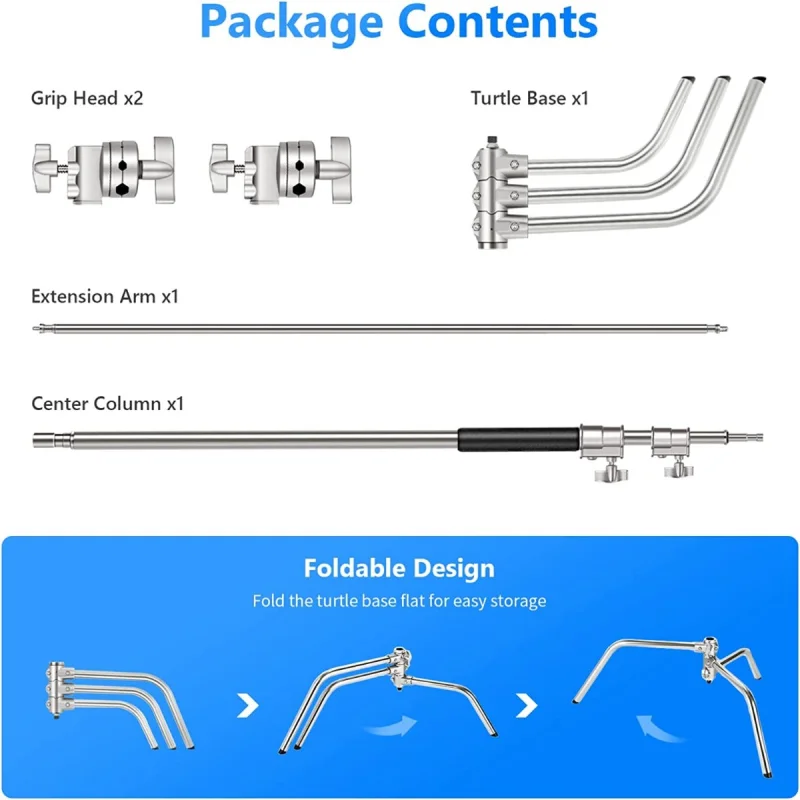 Neewer SC320 Heavy-Duty C-Stand with Arm Grip Heads & Removable Turtle Base - Image 6