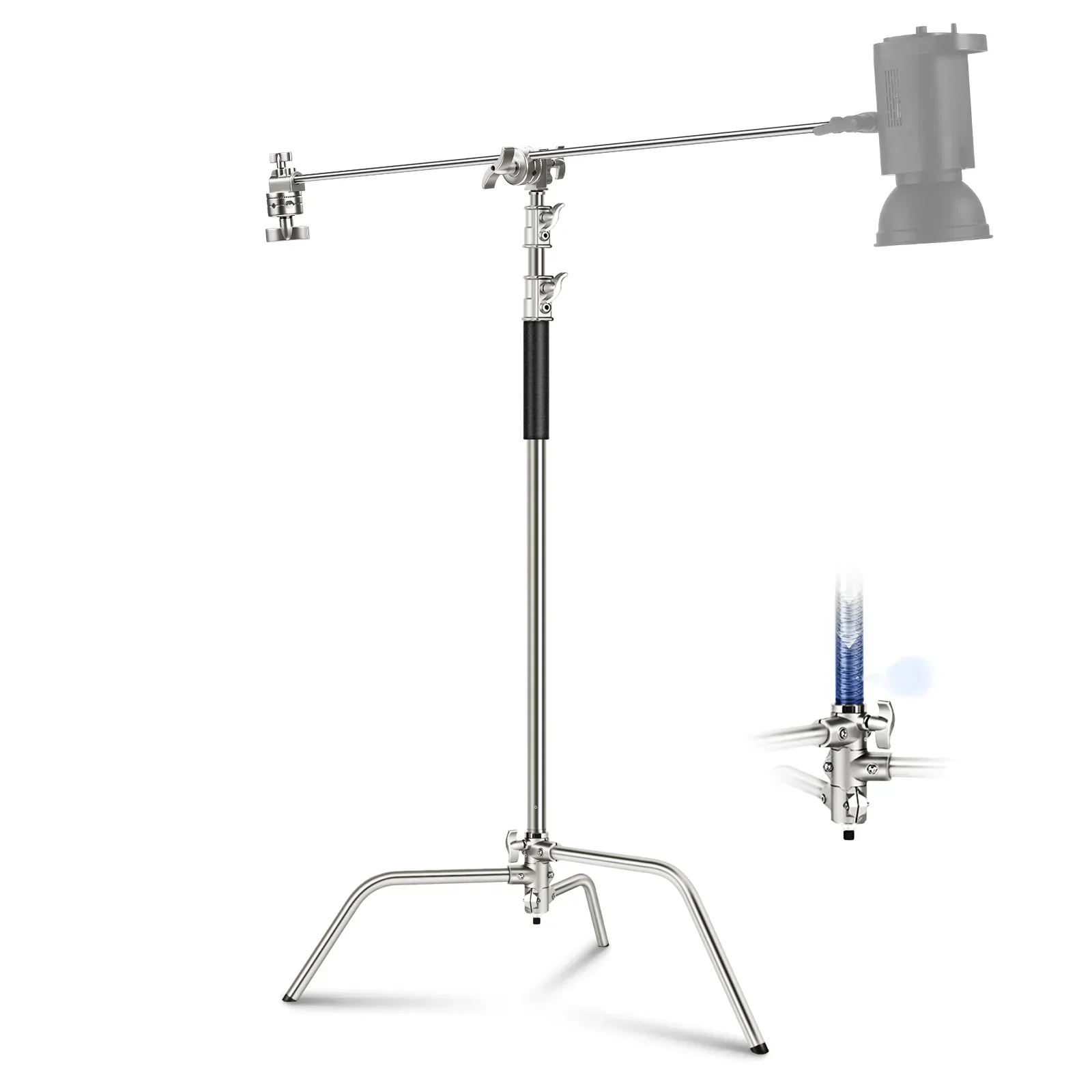 Neewer SC340AW 330cm Air-Cushioned Stainless Steel C-Stand with Boom Arm and Wheels - Image 10