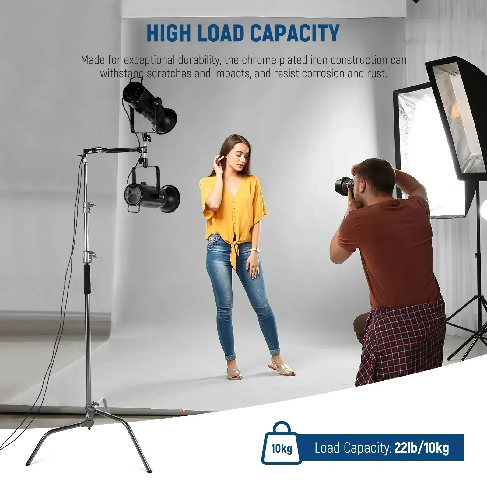 Neewer UA016 C-Stand 49-70.5cm Offset Boom C-Stand Arm with Dual 5/8" Baby Pins - Image 9